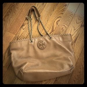 Tory Burch tan carryall bag
